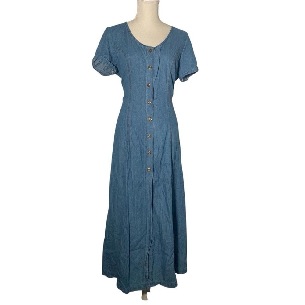 90’s Buttoned Denim Maxi Dress Size Large